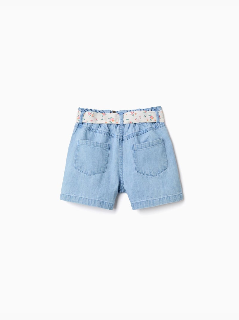 Pantaloncini in jeans con cintura floreale Blu chiaro - Kiabi