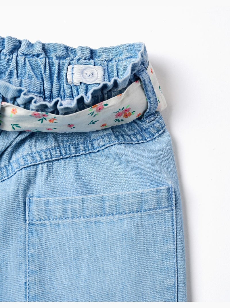 Pantaloncini in jeans con cintura floreale Blu chiaro - Kiabi