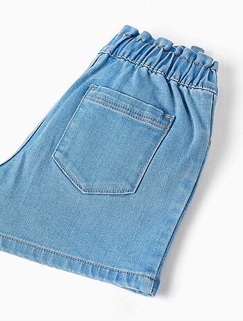 Pantaloncini in jeans con cintura paperbag