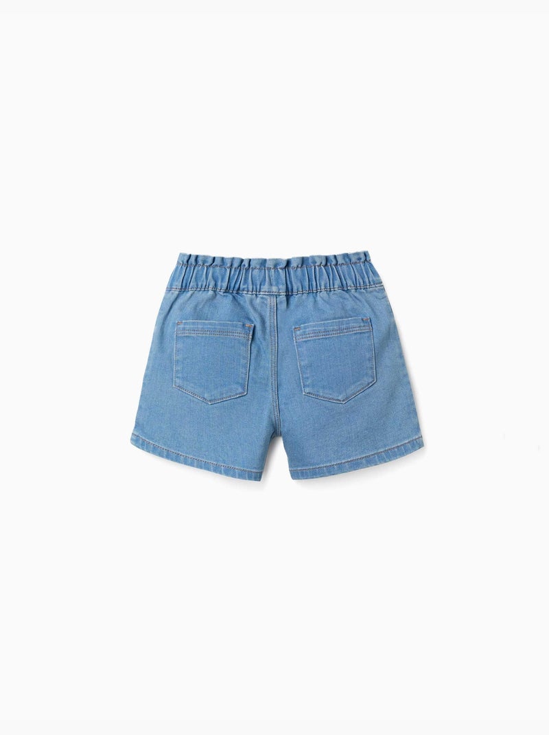Pantaloncini in jeans con cintura paperbag Blu chiaro - Kiabi