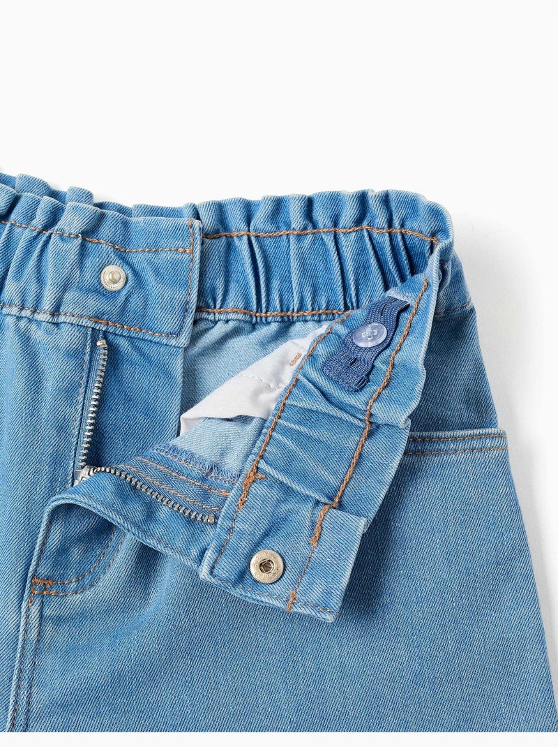 Pantaloncini in jeans con cintura paperbag Blu chiaro - Kiabi