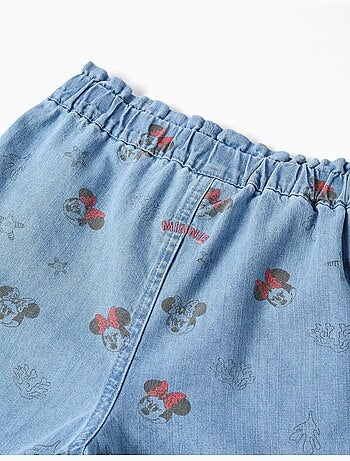 Pantaloncini in jeans con Minnie e cintura elasticizzata