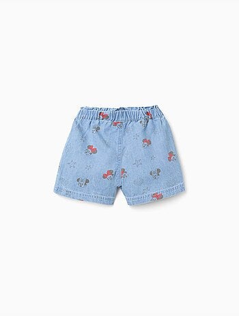 Pantaloncini in jeans con Minnie e cintura elasticizzata