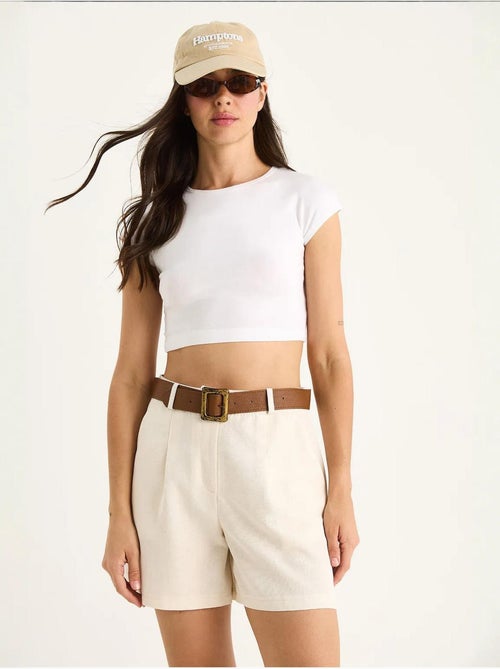 Pantaloncini in lino sottile con cintura e tasche lucci - Kiabi