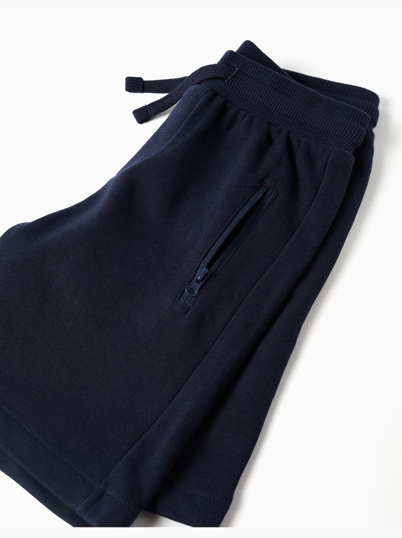Pantaloncini in pile con coulisse e tasche Blu scuro - Kiabi