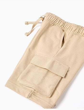 Pantaloncini in pile con tasche cargo e coulisse