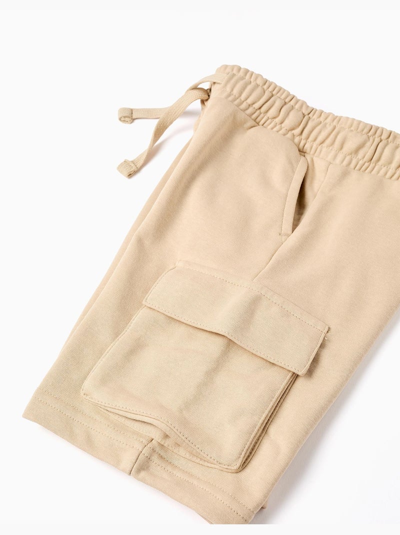 Pantaloncini in pile con tasche cargo e coulisse Beige chiaro - Kiabi