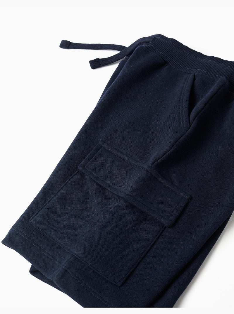 Pantaloncini in pile con tasche cargo e coulisse Blu scuro - Kiabi