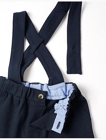Pantaloncini in piqué di cotone con bretelle