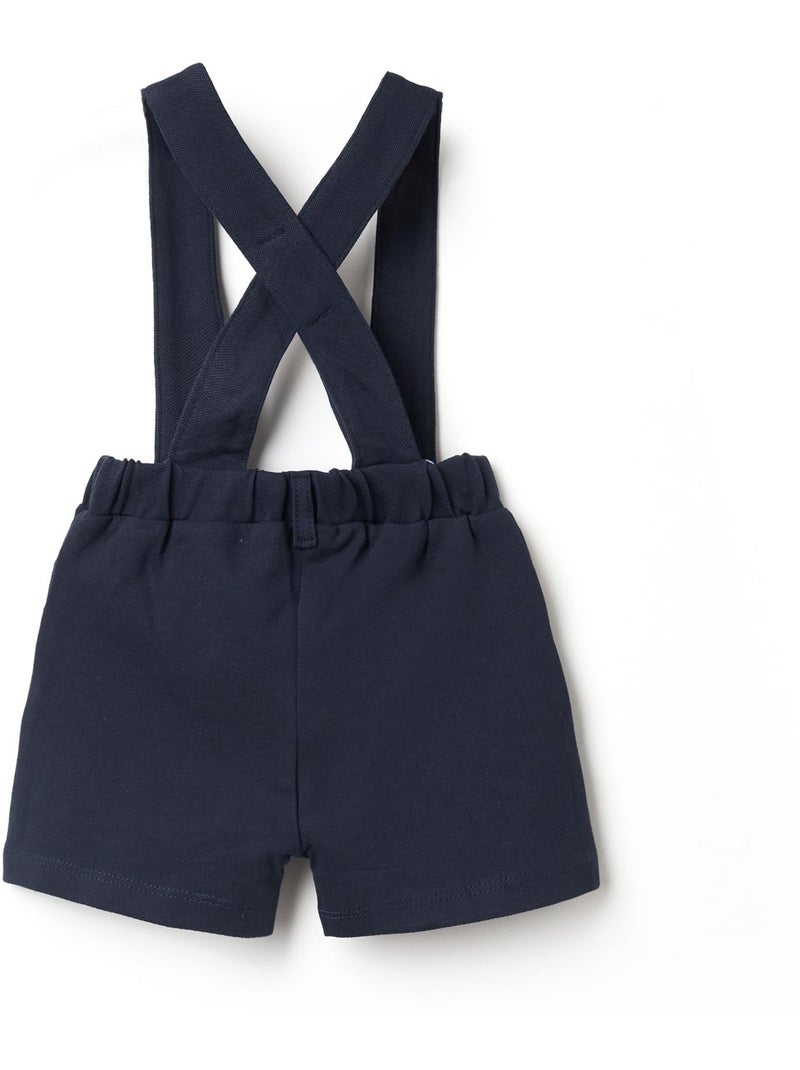 Pantaloncini in piqué di cotone con bretelle Blu scuro - Kiabi
