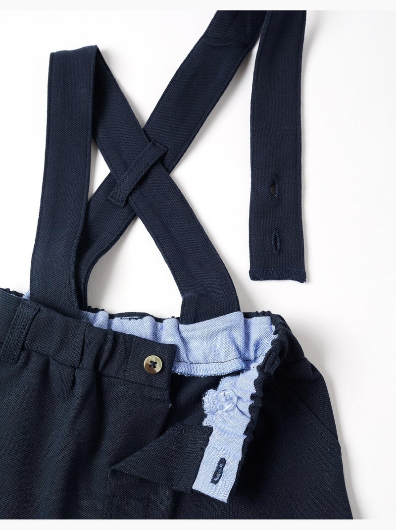 Pantaloncini in piqué di cotone con bretelle Blu scuro - Kiabi