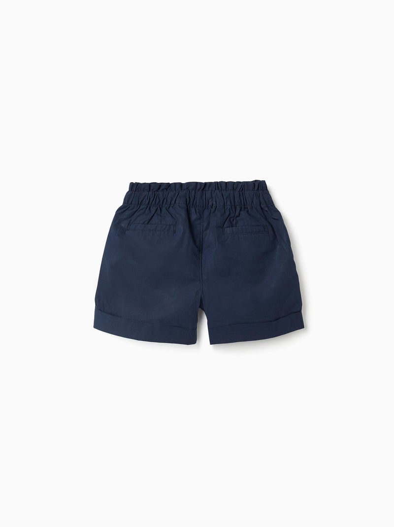 Pantaloncini in popeline con cintura paperbag e pieghe Blu scuro - Kiabi