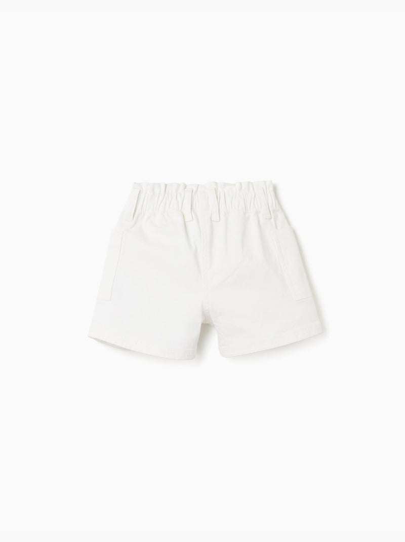 Pantaloncini in saffiano con tasche cargo e cintura elastica Bianco - Kiabi