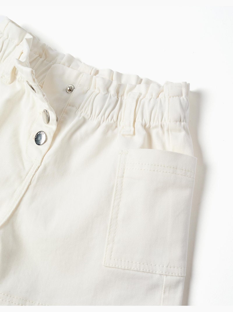 Pantaloncini in saffiano con tasche cargo e cintura elastica Bianco - Kiabi