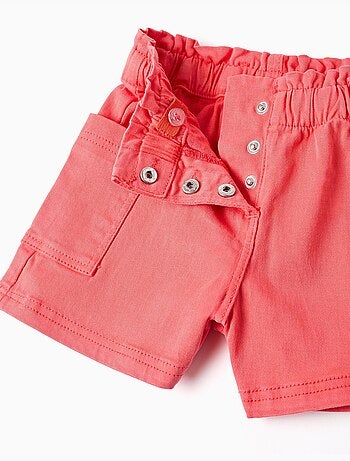 Pantaloncini in saffiano con tasche cargo e cintura elastica
