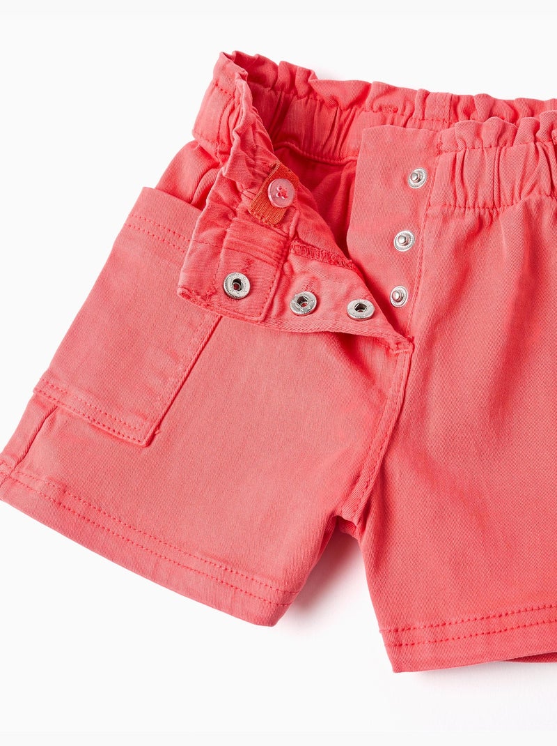 Pantaloncini in saffiano con tasche cargo e cintura elastica Rosa - Kiabi