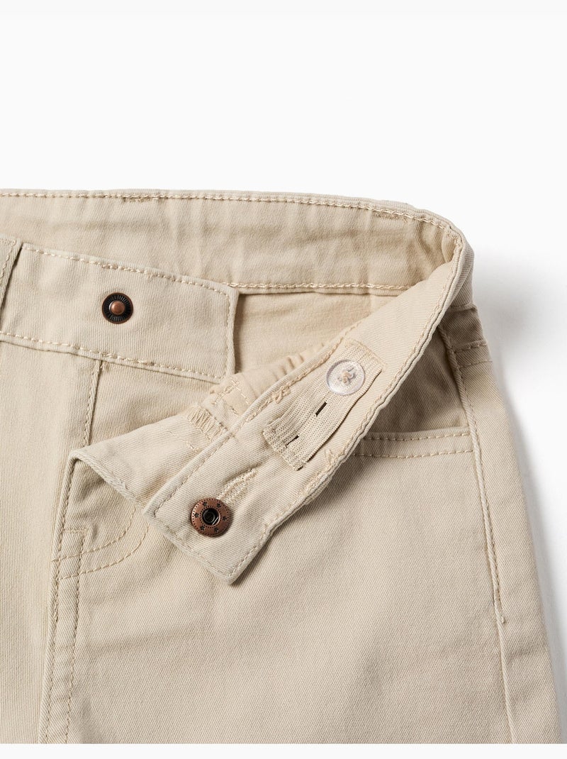 Pantaloncini in saffiano midi con cinque tasche Beige chiaro - Kiabi