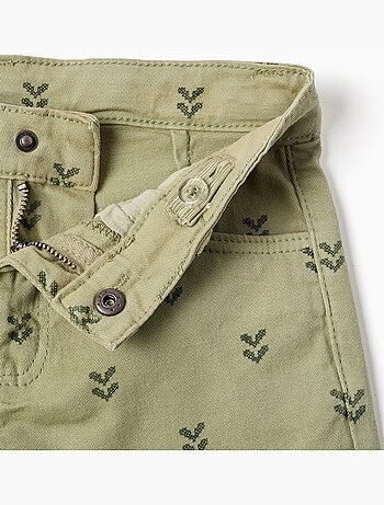 Pantaloncini in twill con motivo floreale e orli sfrangiati