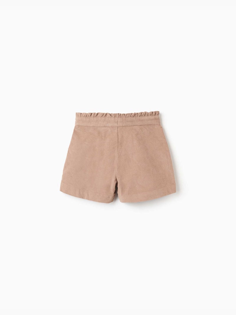 Pantaloncini in velluto a coste con pieghe frontali Beige chiaro - Kiabi