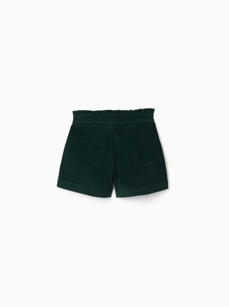 Pantaloncini in velluto a coste con pieghe frontali Verde scuro - Kiabi