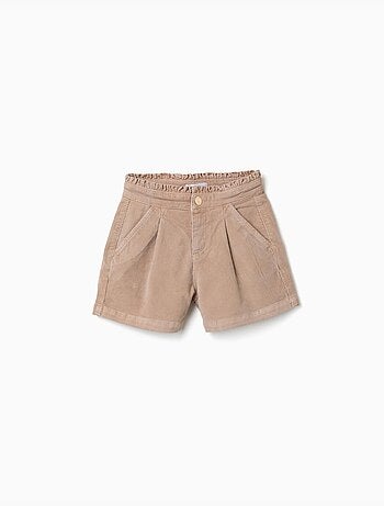 Pantaloncini in velluto a coste con vita paperbag arricciata