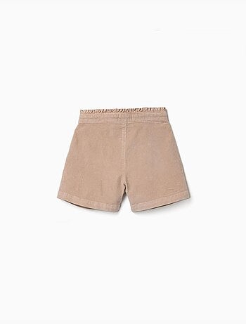Pantaloncini in velluto a coste con vita paperbag arricciata