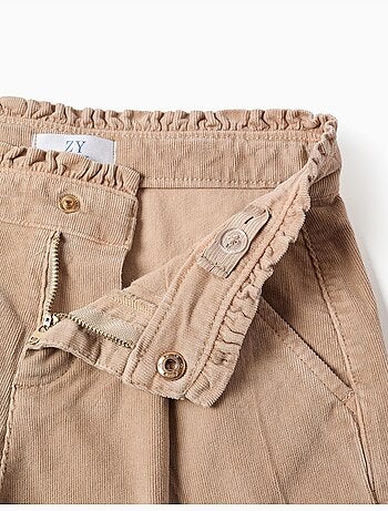 Pantaloncini in velluto a coste con vita paperbag arricciata