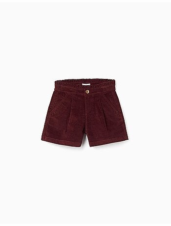 Pantaloncini in velluto a coste con vita paperbag arricciata