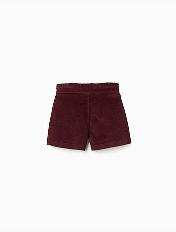 Pantaloncini in velluto a coste con vita paperbag arricciata
