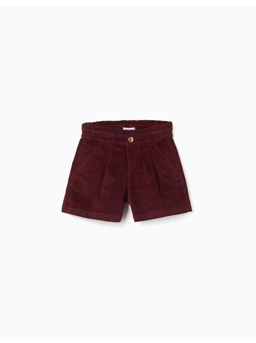 Pantaloncini in velluto a coste con vita paperbag arricciata - Kiabi