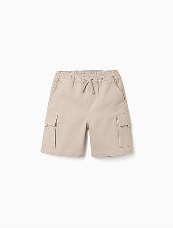 Pantaloncini lunghi cargo in saffiano con coulisse