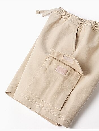 Pantaloncini lunghi cargo in saffiano con coulisse