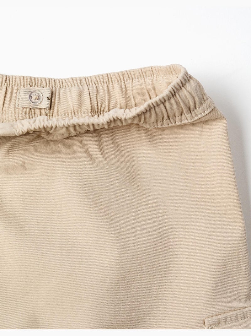 Pantaloncini lunghi cargo in saffiano con coulisse Beige chiaro - Kiabi