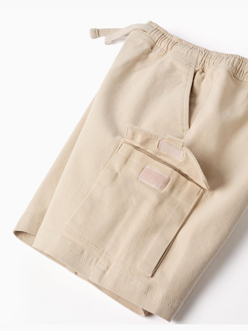Pantaloncini lunghi cargo in saffiano con coulisse Beige chiaro - Kiabi