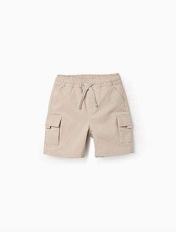 Pantaloncini lunghi cargo in saffiano con coulisse