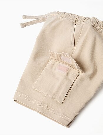 Pantaloncini lunghi cargo in saffiano con coulisse