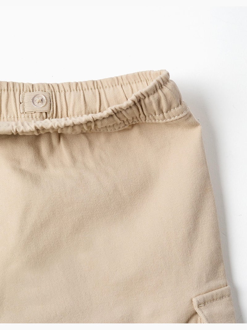 Pantaloncini lunghi cargo in saffiano con coulisse Beige chiaro - Kiabi