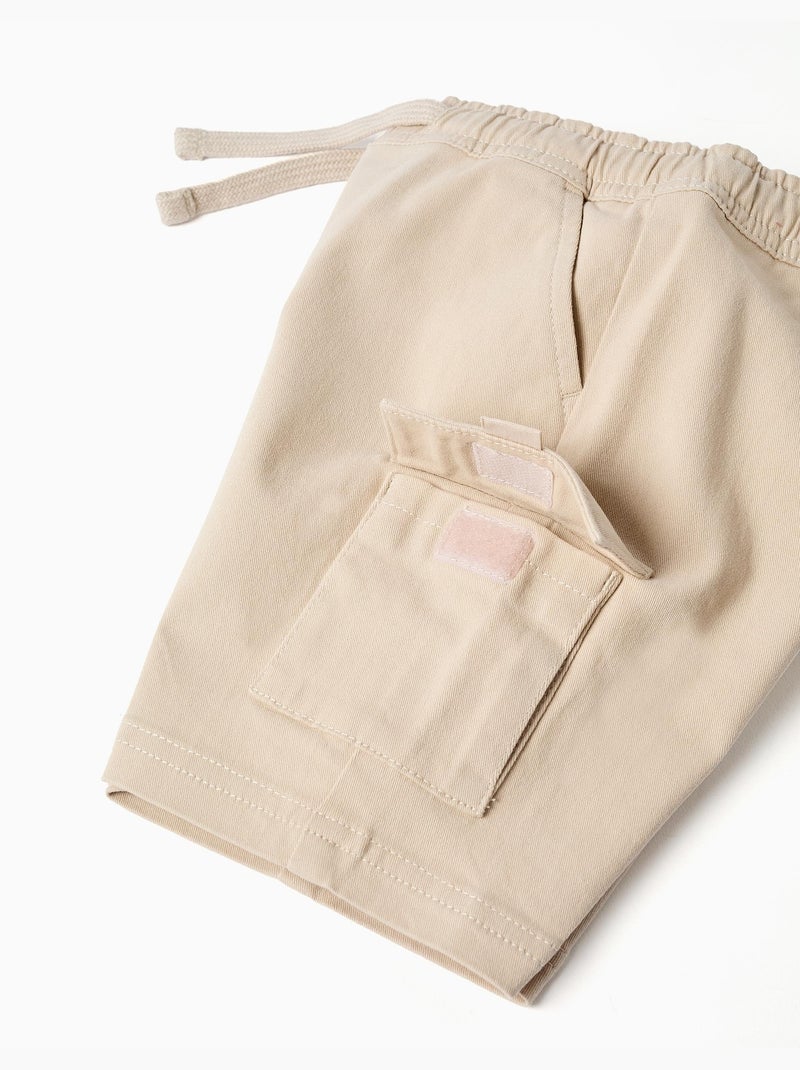 Pantaloncini lunghi cargo in saffiano con coulisse Beige chiaro - Kiabi