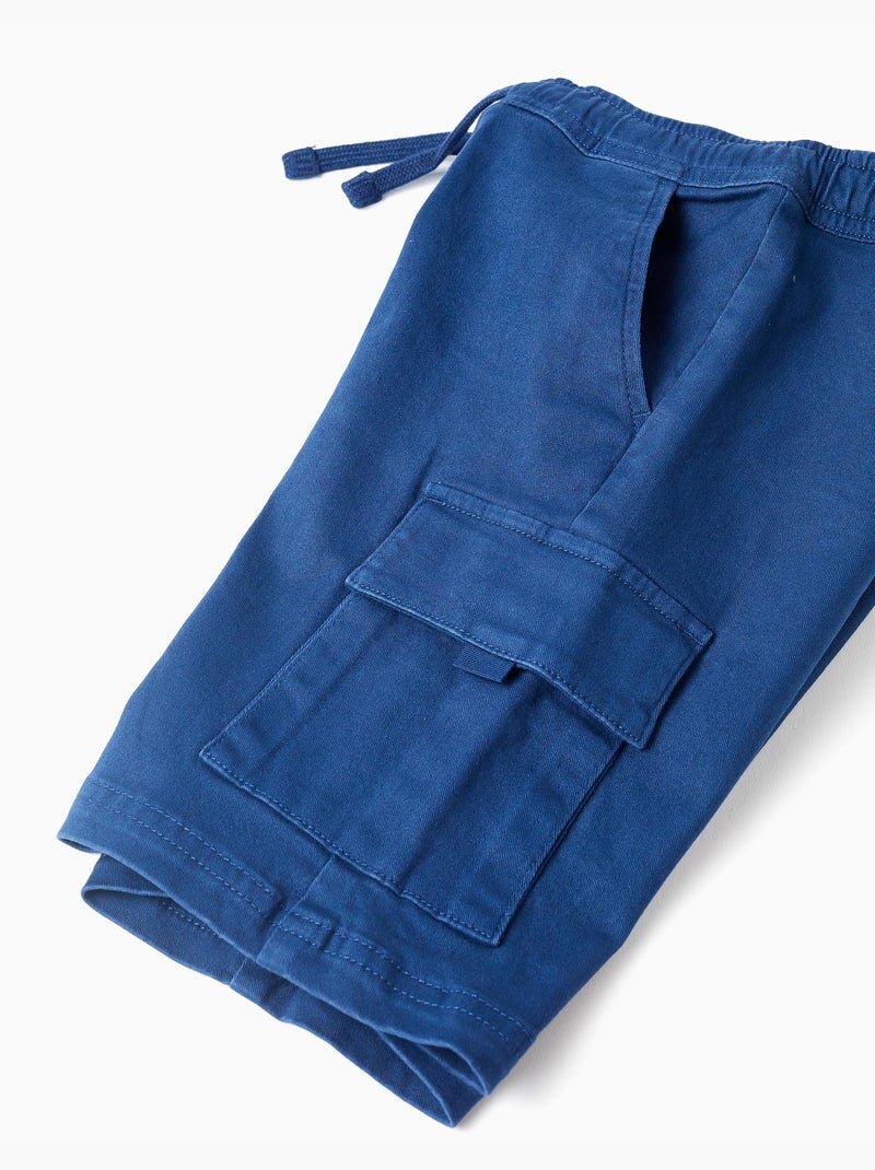 Pantaloncini lunghi cargo in saffiano con coulisse Blu scuro - Kiabi