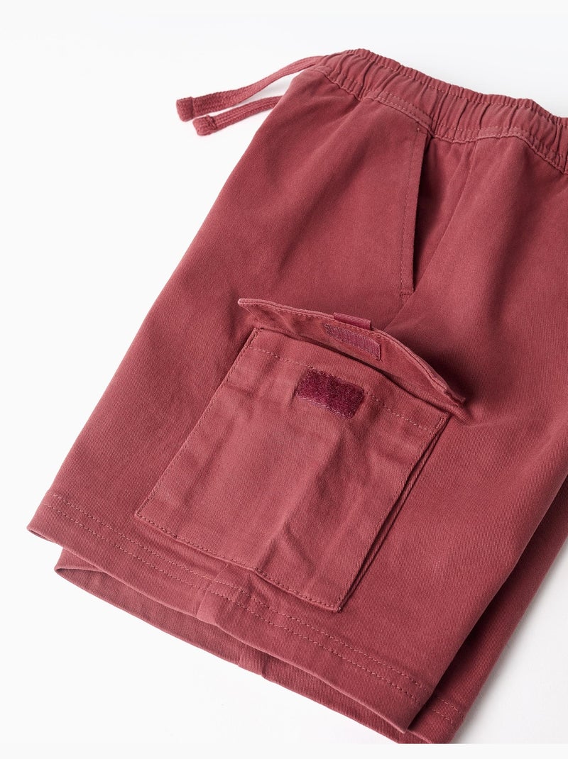 Pantaloncini lunghi cargo in saffiano con coulisse Marrone - Kiabi