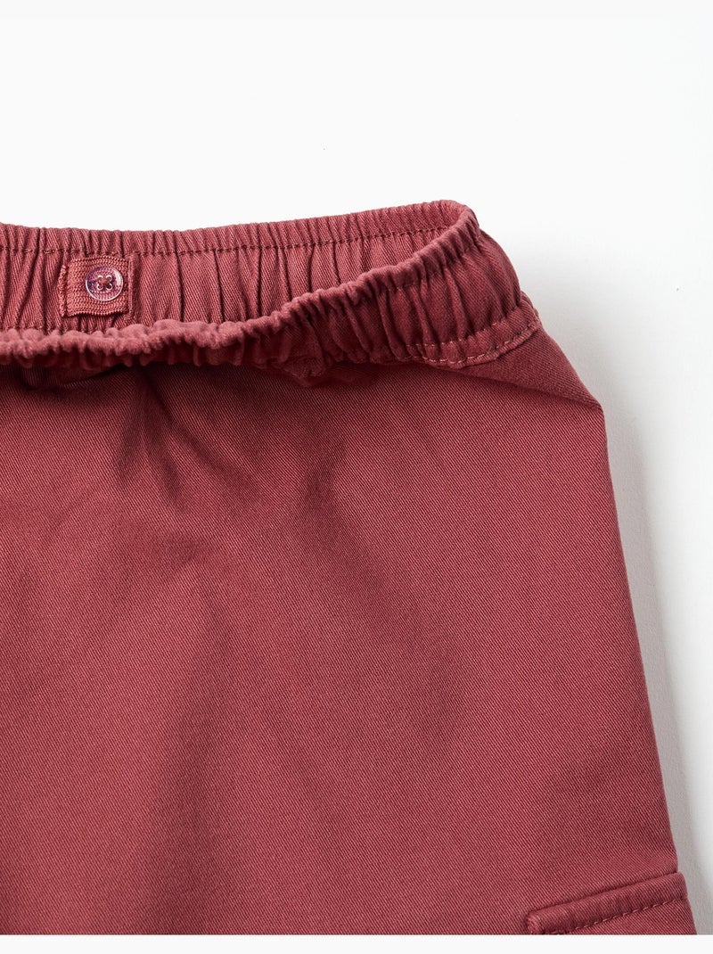 Pantaloncini lunghi cargo in saffiano con coulisse Marrone - Kiabi