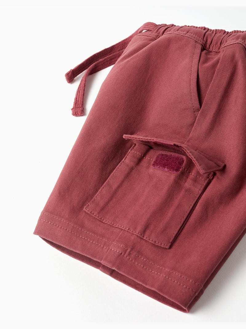 Pantaloncini lunghi cargo in saffiano con coulisse Marrone - Kiabi