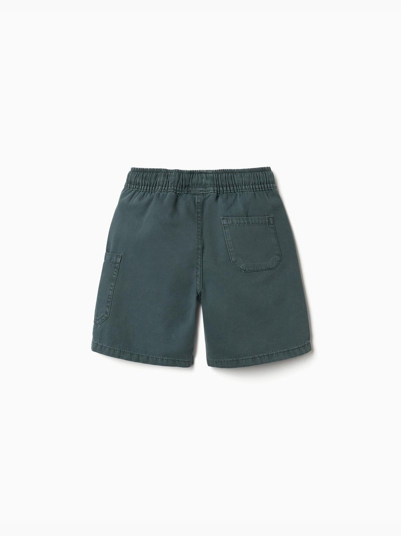 Pantaloncini midi cargo in cotone con coulisse Verde scuro - Kiabi