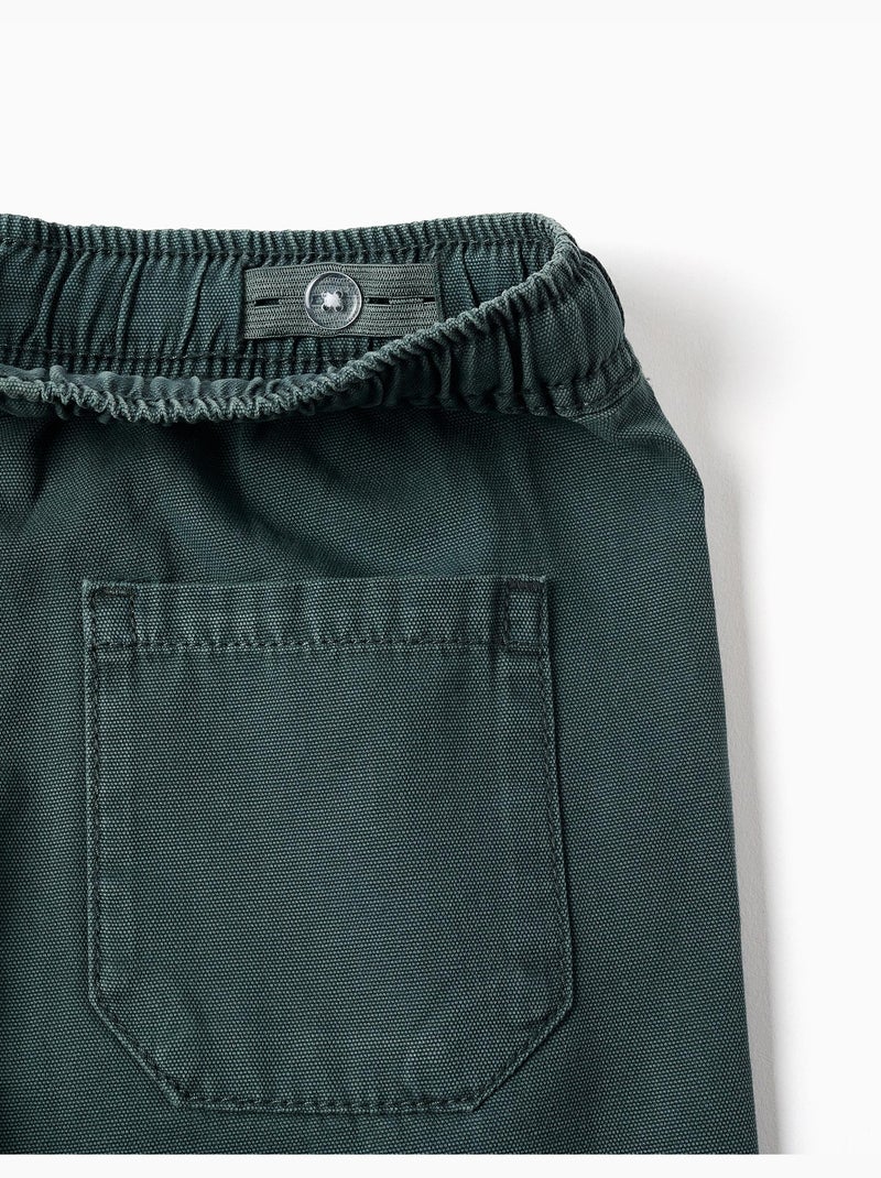 Pantaloncini midi cargo in cotone con coulisse Verde scuro - Kiabi