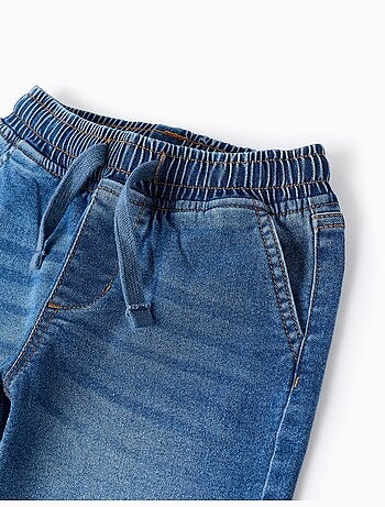 Pantaloncini midi di jeans pull-up con coulisse