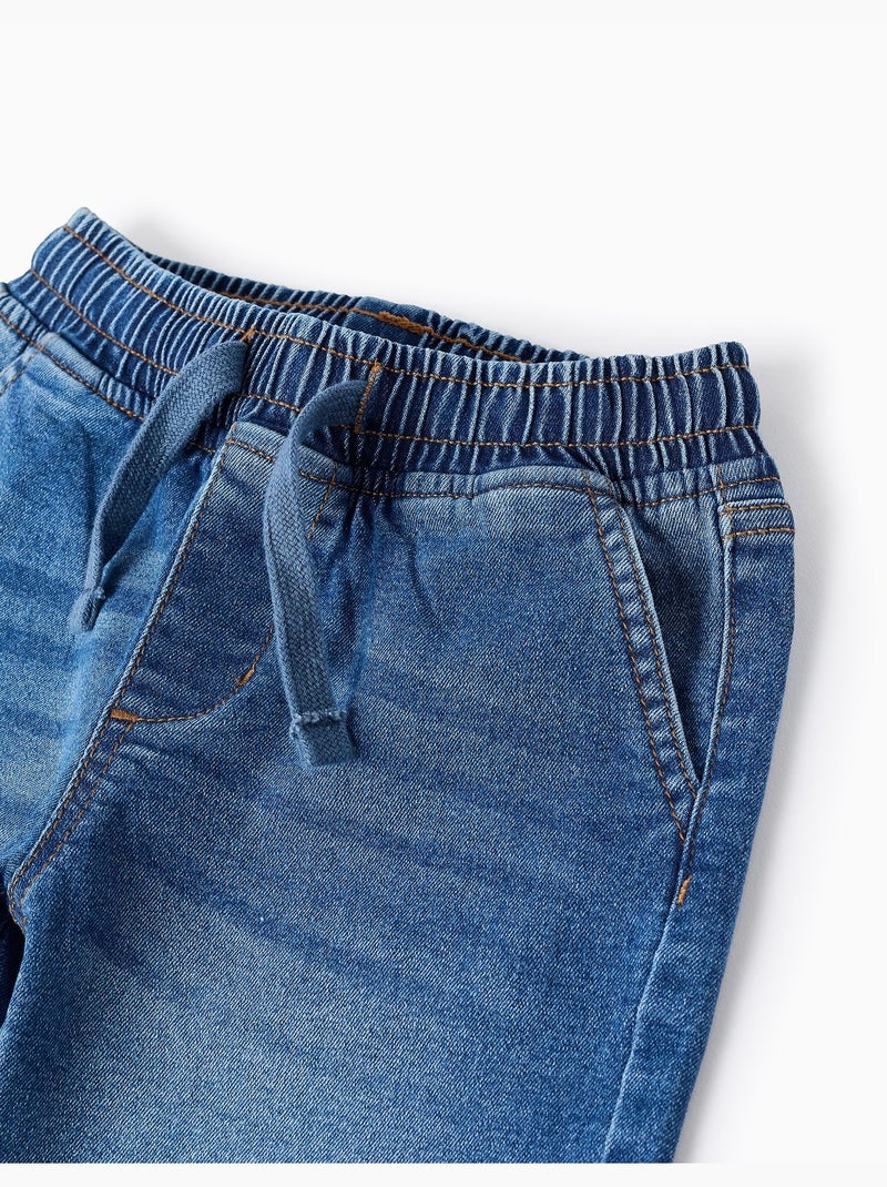 Pantaloncini midi di jeans pull-up con coulisse Blu Blu - Kiabi