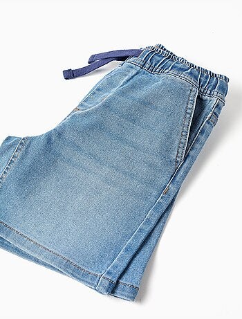 Pantaloncini midi di jeans pull-up con coulisse