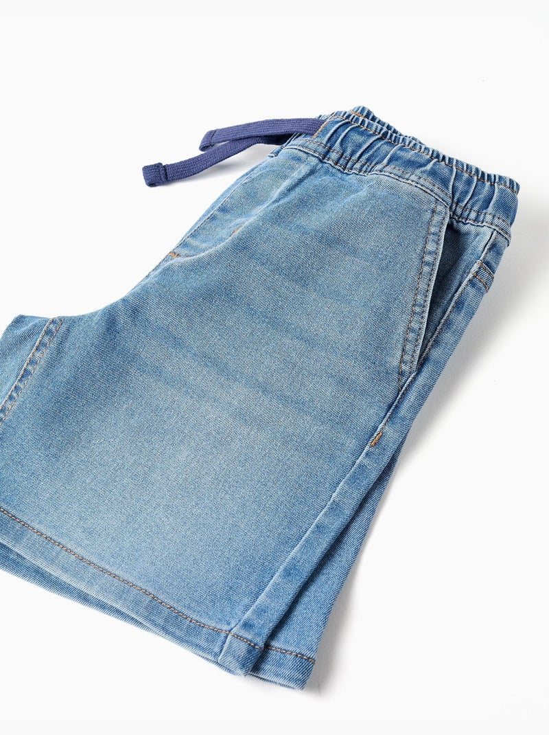 Pantaloncini midi di jeans pull-up con coulisse Blu chiaro - Kiabi