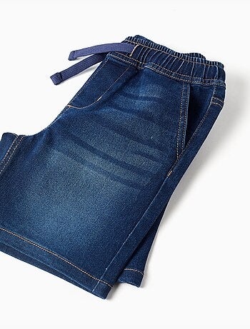 Pantaloncini midi di jeans pull-up con coulisse