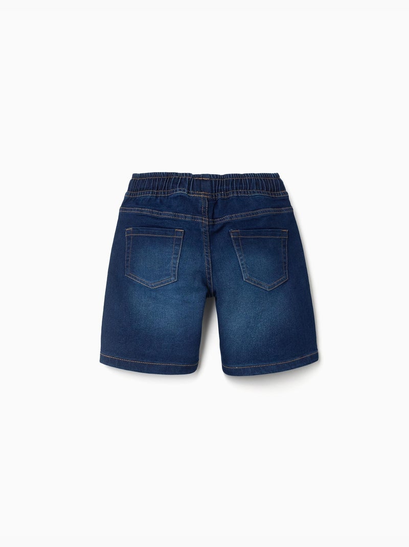 Pantaloncini midi di jeans pull-up con coulisse Blu scuro - Kiabi